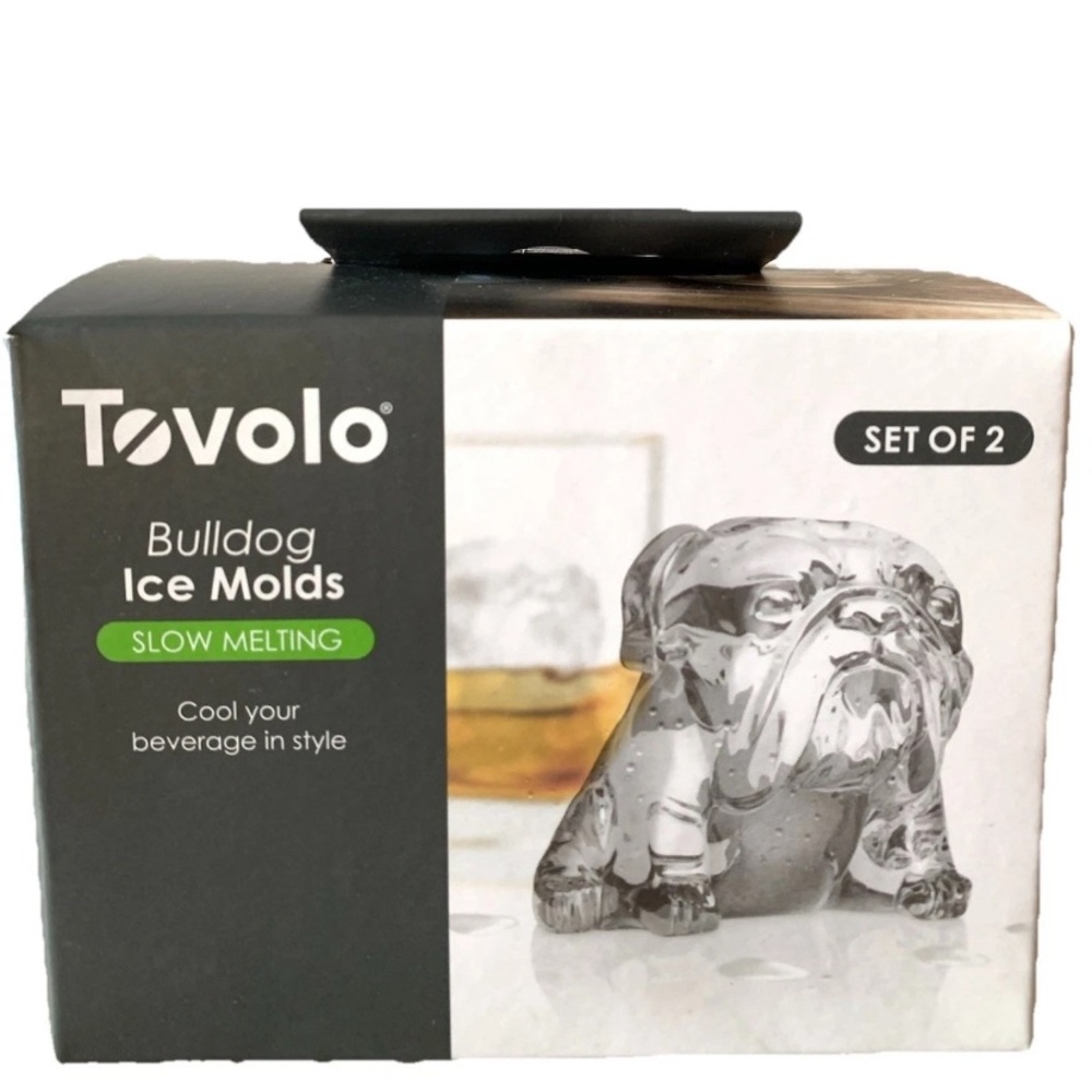 TOVOLO Bulldog Ice Molds Stackable Slow Melting  Set of 2 New In Box